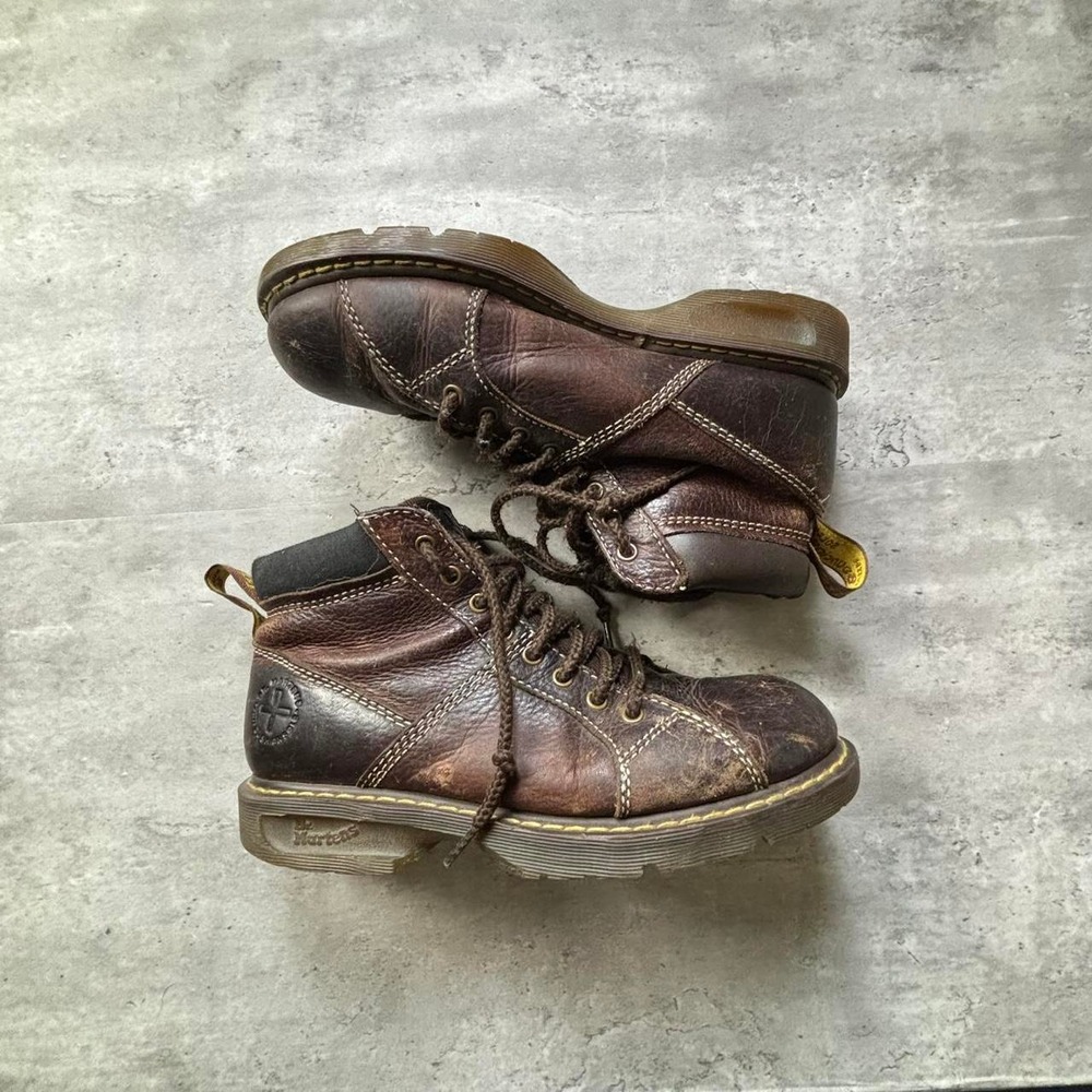 Dr Martens Drago Boots Mens 10 Brown Good Leather Lace Up Scuffed Casual